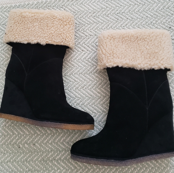 Jeffrey Campbell Wedge Faux Shearling Boots - Picture 2 of 13